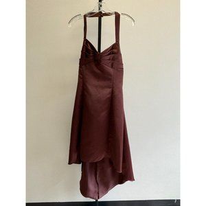 Pacific Plex Brown Satin Sleeveless High Low Formal Dress Size XL (96187)